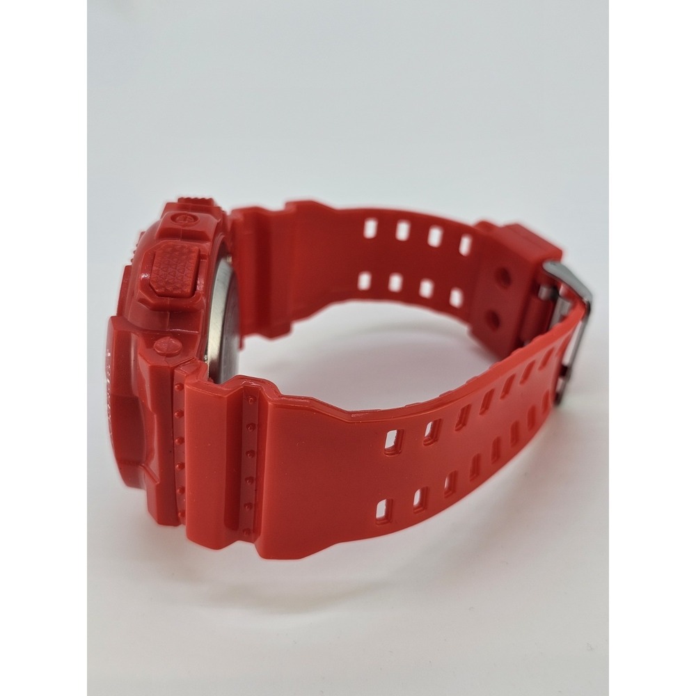 Men's Sports Digital Watch 50MM Red Case Plastic Bands Light Working - Picture 7 of 12